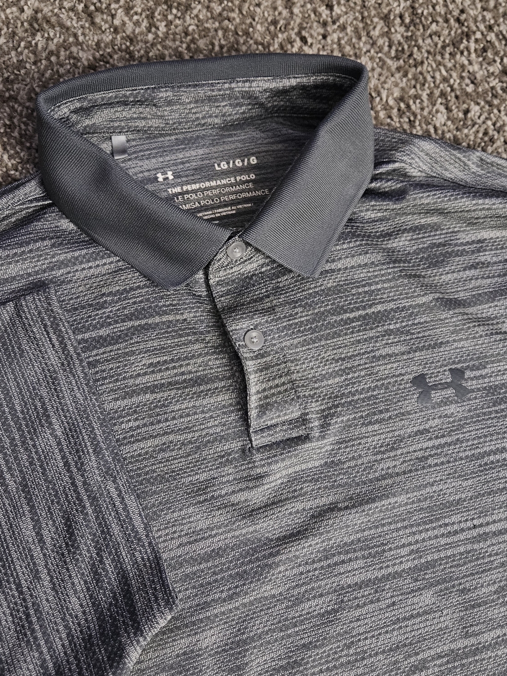 Under Armour Men’s L The Performance Polo Shirt Heather Gray Short Sleeve Golf